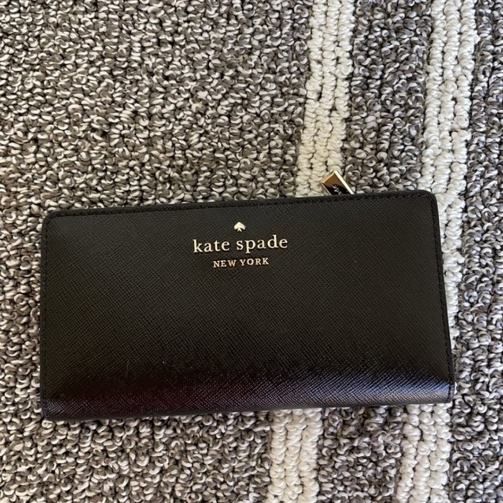 Kate Spade Staci Large Slim Bifold Wallet Black - Picture 1 of 16